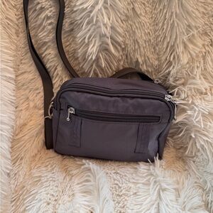 NWOT Baggallini Charcoal Crossbody Bag with Adjustable Strap and Durable Fabric